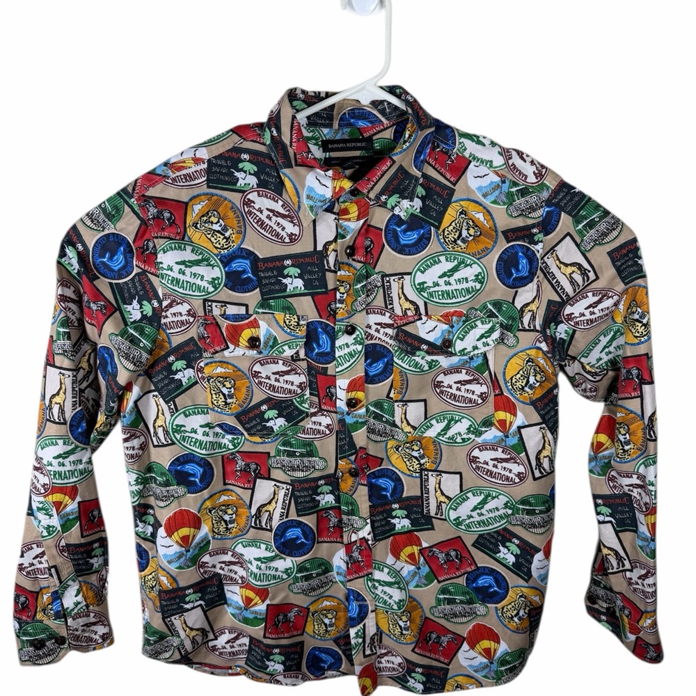 Banana Republic Multicolor Patterned Button Down … - image 1